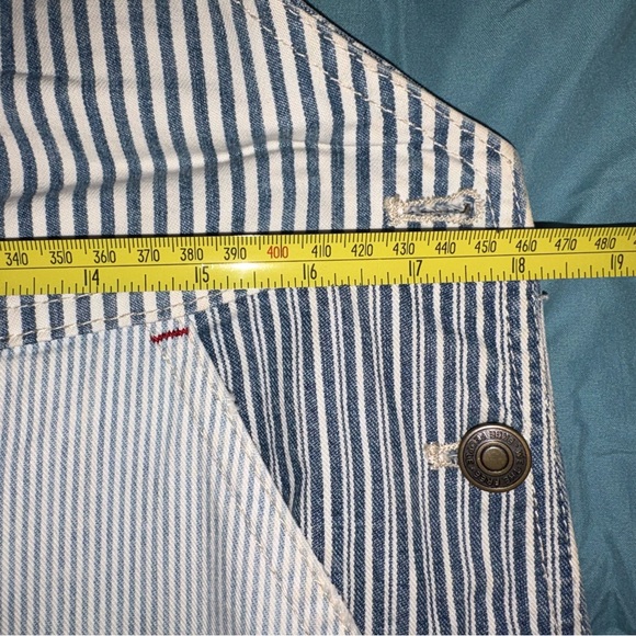 We The Free FP Railroad Stripe Distressed Overall Maxi Dress Blue size Large - Picture 12 of 14